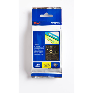 PTOUCH Band, laminiert gold/schwarz TZe-344 PT-2450DX 18 mm