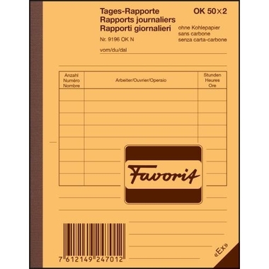 FAVORIT Rapport journalier A6 9196 OK N blanc/blanc, no.,D/F/I