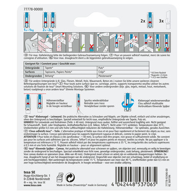 TESA Pin adh. 2x1kg 77778-00000 Papier peint & plâtre