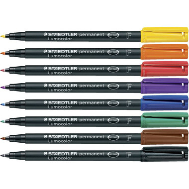 STAEDTLER Lumocolor permanent F 318 WP8 8 Farben ass.