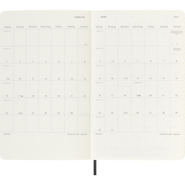 MOLESKINE Agenda Classic Large 2026 DSB12WN3DY26 1S/1P nero SC 13x21cm