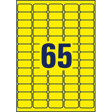 AVERY ZWECKFORM Etiquettes 38,1x21,2mm L7651Y-25 jaune 1625 pcs.