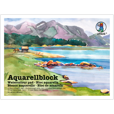 URSUS Aquarellpapier 24x32cm 9320000 200g, weiss 10 Blatt