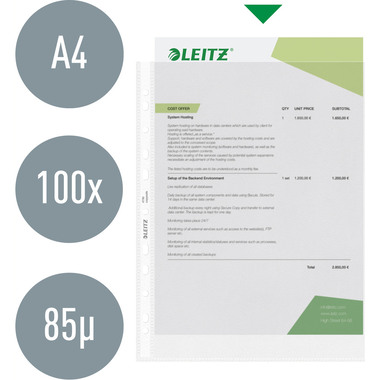 LEITZ Poches PP A4 47900000 grainée, 0,09 mm 100 pcs.