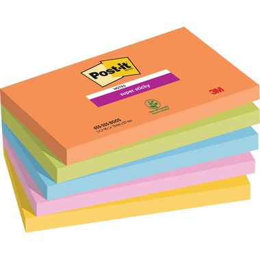POST-IT Super Sticky Notes 127x76mm 655-5SS-BOOS 5 couleurs 5x90 feuilles