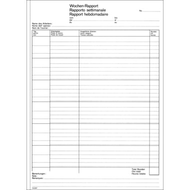 FAVORIT Rapport hebdomadaire D/F/I A4 501 blanc 50x2 feuilles