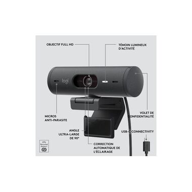 Logitech Webcam Brio 500 Grafite