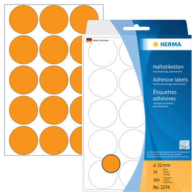 HERMA Etiquettes ronde 32mm 2274 orange 360 pcs.