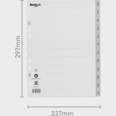 BIELLA Register PP A4 47141490U grau Dez-Jan DE
