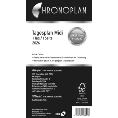CHRONOPLAN Ersatz Tagesplan 2026 50246Z.26 1T/1S Midi