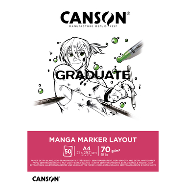 CANSON Graduate Manga Marker A4 31250P024 50 Blatt, weiss, 70g