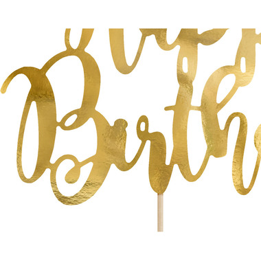 PARTYDECO Caketopper 22.5cm KPT11-019M Joyeux anniversaire or