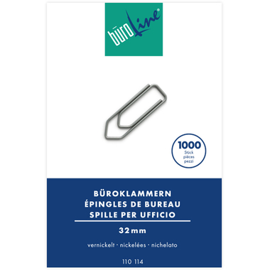 BÜROLINE Trombones no.4 110114 nickelé, 32mm 1000 pcs.
