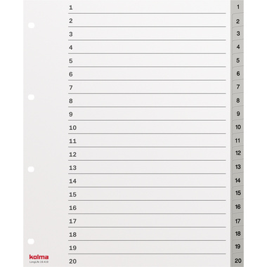 KOLMA Répertoires LongLife A4+ 19.419.03 gris 1-20