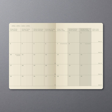 CONCEPTUM Monatskalender 2026 C2684 1M/2S schwarz 21x13.5cm