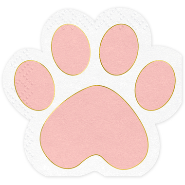 PARTYDECO Serviettes 15.5x14.5cm SPK38 Pattes de chat 12 pièces