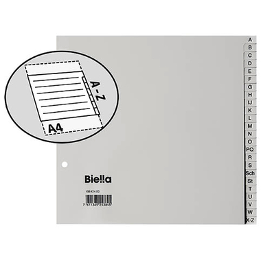 BIELLA Répertoires PP A4 1/2 h. 19642400U gris A-Z 24 pcs.