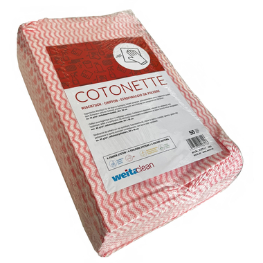 WEITACLEAN Lingettes Cotonette 38x60cm 238511 rouge 50 pièces