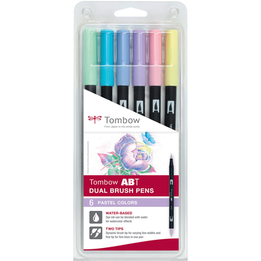 TOMBOW ABT Dual Brush Pen ABT-6P-2 6er Set Pastellfarben