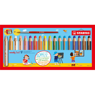 STABILO Multitalent-Stift woody 880/18-3 18er Etui mit Pinsel 3-in-1