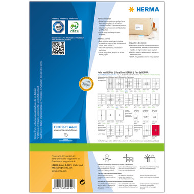 HERMA Etichette PREMIUM 99.1x139mm 4250 bianco,perm. 400 pz./100 fogli
