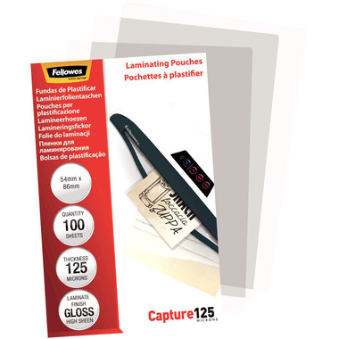 FELLOWES Laminiertasche 54x86mm 5306302 glanz, 125my 100 Stk