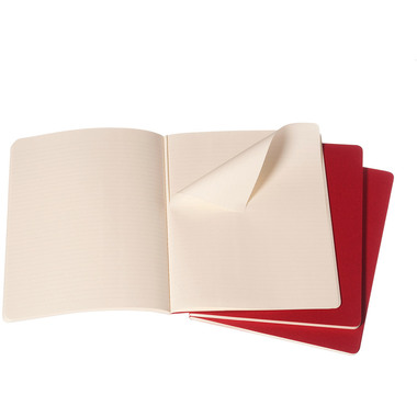 MOLESKINE Quaderno Cahier XL 25x19cm 931076 rigato, rosso 3 pezzi