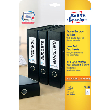 AVERY ZWECKFORM Etiquettes dorsales 50x146mm 32231Z blanc 125 pcs./25 flls.