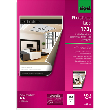 SIGEL Photo Paper Laser A4 LP342 170g glossy doppels.200 Bl.