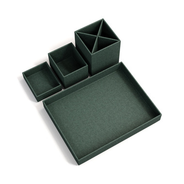 BIGSO BOX OF SWEDEN Stifteköcher Set Lena 7974C5901 Leinen, 4-teilig, dunkelgrün