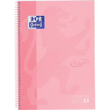 OXFORD Spiralheft European Book A4+ 400117272 past.rosa,kariert 5mm 80 Blatt