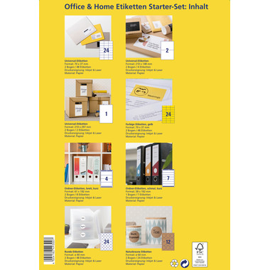 AVERY ZWECKFORM Etiketten Starter-Set 49300 ass., perm. 15 Blatt