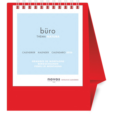NOVOS Calendrier table Natura 2026 997014 1M/1P rouge ML 11.5x14cm