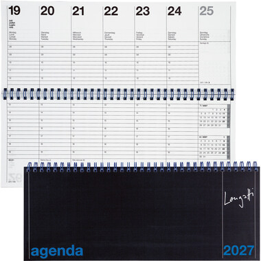 BIELLA Pultkalender Longatti 2027 886271020027U 1W/2S Wire-O sw ML 29.8x11.7cm