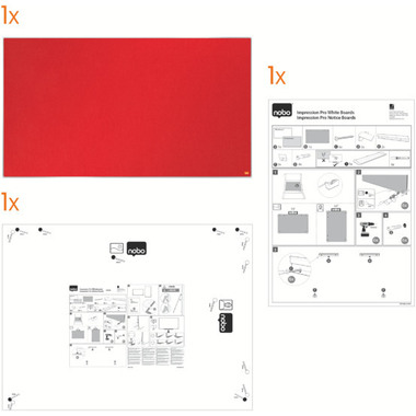 NOBO Tableau Feutre Impression Pro 1915421 rouge, 69x122cm