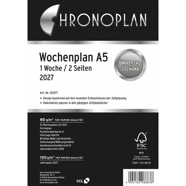 CHRONOPLAN Piano settimanale sost. 2027 50577Z.27 1S/2P A5