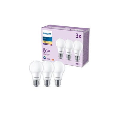 Philips Lamp LED 60W A60 E27 WW FR ND 3CT/6 EC Warm White (WW)