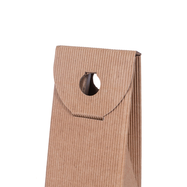 Gift box Onda Avana with open corrugation for 1x 0.75l bottle with bottle height 330mm & Ø90mm Nature