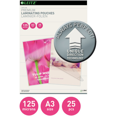 LEITZ Pochettes à plastifier A3 74890000 brillant, 125my 25 pcs.