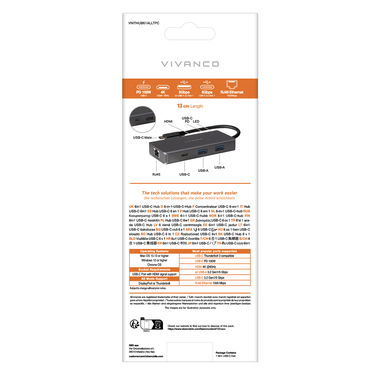 Hub USB-C 6 en 1, HDMI 4K, RJ45, Thunderbolt 3 | Vivanco