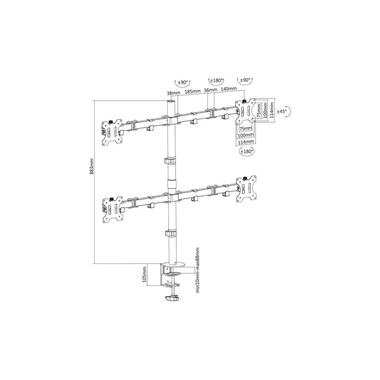 NEOMOUNTS Supports de table FPMA-D550D4BLACK Noir