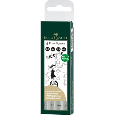 FABER-CASTELL Ecco Pigment 167004 4er Etui, nero