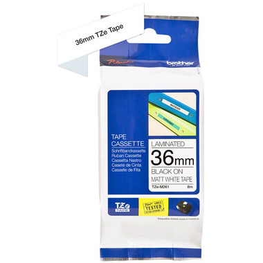 PTOUCH Nastro lam. opaco nero/bianco TZE-M261 PT-D800W/D900W 36mm