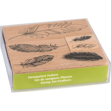 HEYDA Set timbro piuma 12x10x3cm 204888685 di legno 6 pezzi