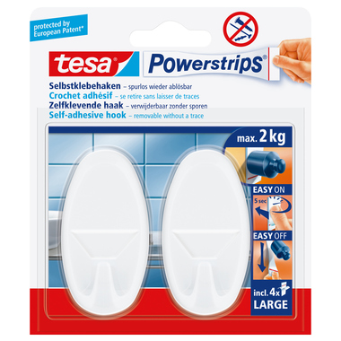 TESA Powerstrips Haken 580130004 weiss, 2 Stück