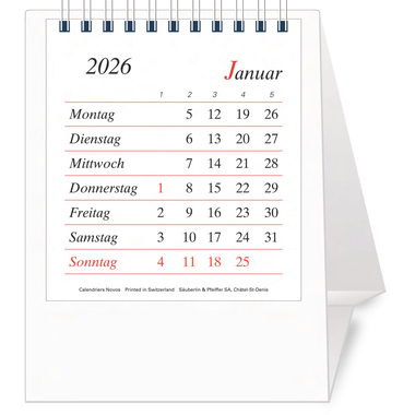 NOVOS Calendario Pro Bristol D. 2026 509063 1M/1P bianco DE 11.5x14cm