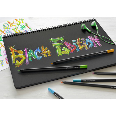 FABER-CASTELL Farbstifte Black Edition 116424 neon Farben ass. 24 Stück