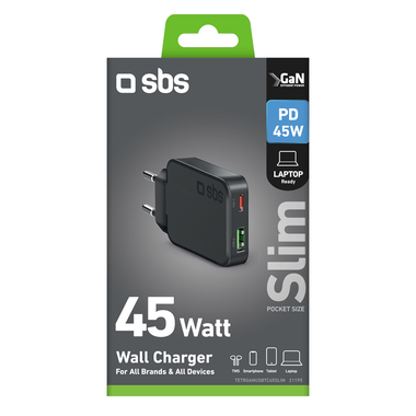 45-W-USB-C-Ultra-Slim-Wandladegerät mit 2 Anschlüssen | SBS