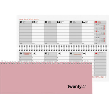 BIELLA Pultkalender Colorful 2027 888377400027U 1W/2S rosa ML 29.7x10.5cm