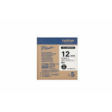 PTOUCH Nastro,High-Grade BK/arg. matt HGM-931 12mm/8m 5 pezzi